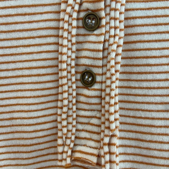 Polagram Striped Henley Tshirt Orange/White Medium - Picture 5 of 9